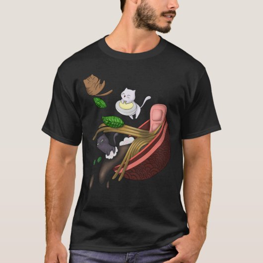 Rāmen-Katzen T-Shirt (Vorderseite)