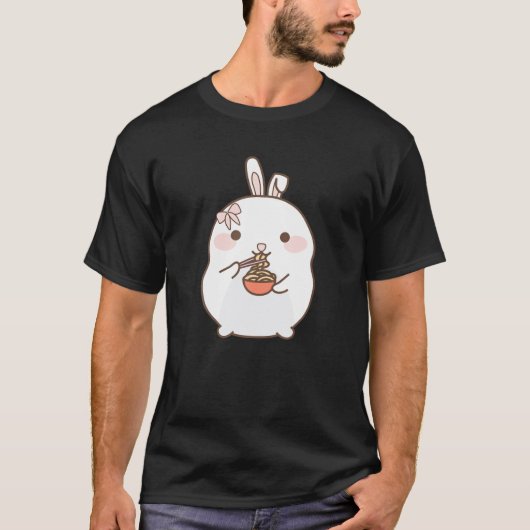 Ramen Kawaii Bunny Rabbit Eating Ramen Niedlich Gr T-Shirt (Vorderseite)