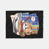Ramen Kawaii Cat Anime Fleecedecke (Vorderseite (Horizontal))
