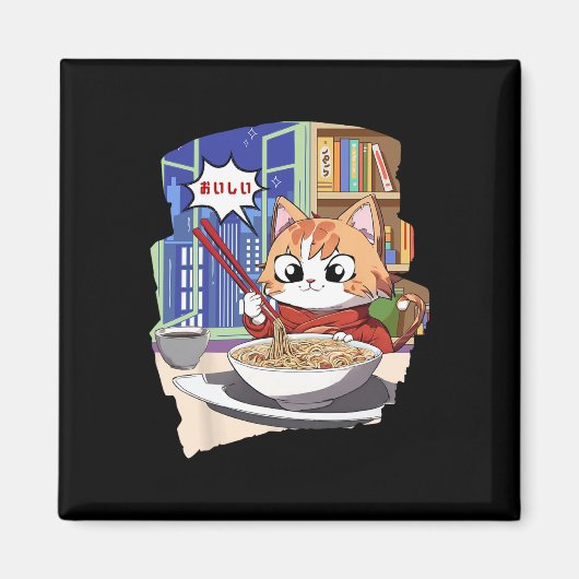 Ramen Kawaii Cat Anime Magnet (Vorne)