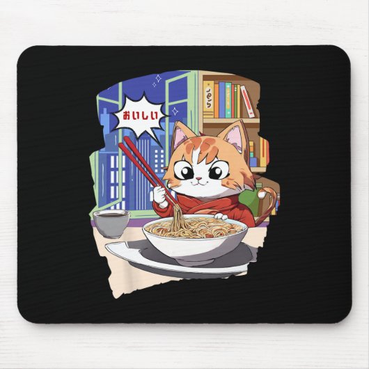 Ramen Kawaii Cat Anime Mousepad (Vorne)