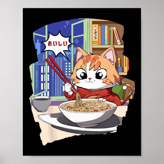 Ramen Kawaii Cat Anime Poster (Vorne)