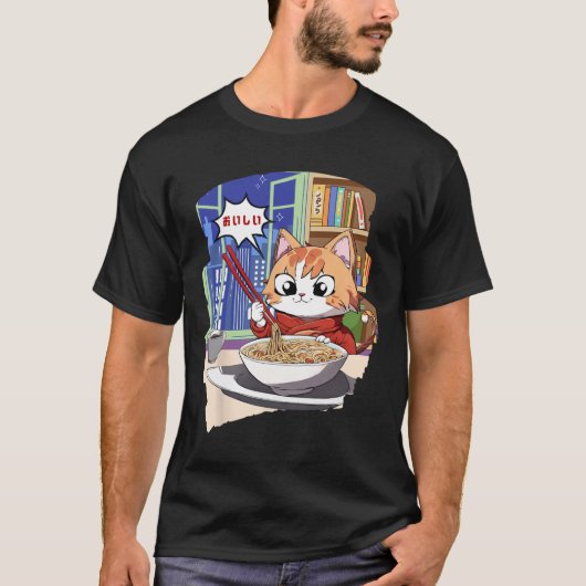 Ramen Kawaii Cat Anime T-Shirt (Vorderseite)