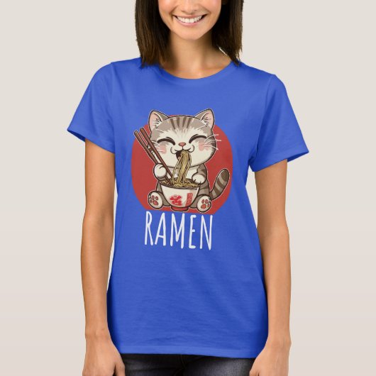 Ramen Kawaii Japan Anime Manga Cat T-Shirt (Vorderseite)
