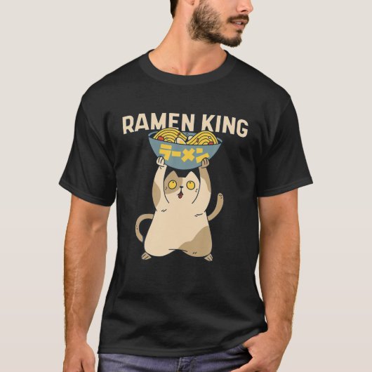 Ramen King Cat Noodle Soup Bowl Ramen Lover Gift T-Shirt (Vorderseite)