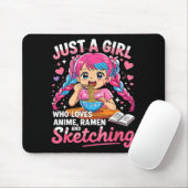 Ramen Lover Just A Girl Who Loves Anime And Sketch Mousepad (Mit Mouse)