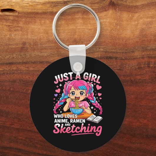 Ramen Lover Just A Girl Who Loves Anime And Sketch Schlüsselanhänger (Vorderseite)