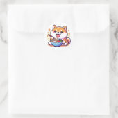 Ramen-Loving Cat – Cute Japanese Food Art Runder Aufkleber (Tasche)