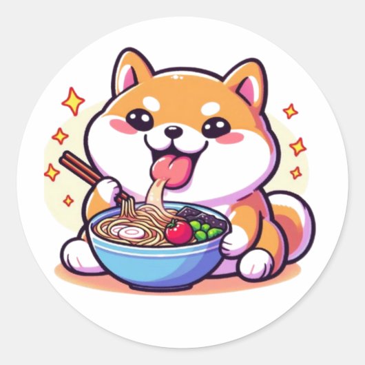 Ramen-Loving Cat – Cute Japanese Food Art Runder Aufkleber (Vorderseite)