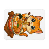 Ramen-Loving Cat - Kawaii Illustration Magnet (Horizontal)