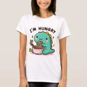 Ramen-Loving Dino: Ein hungriges Herz T-Shirt (Vorderseite)