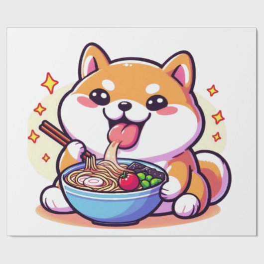 Ramen-Loving Shiba Inu Wrapping Paper – Cute & Pla Geschenkpapier (Flach)