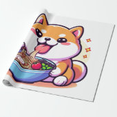 Ramen-Loving Shiba Inu Wrapping Paper – Cute & Pla Geschenkpapier (Ungerollt)