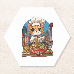 Ramen Neko � Funny Cat Koch Anime Food Untersetzer