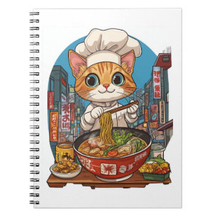 Ramen Neko � Lustiger Katzenkoch Anime Essen Notizblock