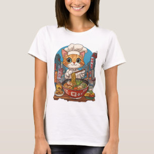 Ramen Neko � Lustiger Katzenkoch Anime Essen T-Shirt