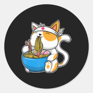 Ramen Niedlich Cat Kawaii Anime Japanisch Food Nek Runder Aufkleber