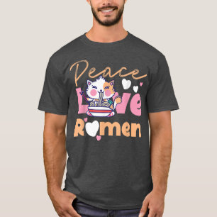Ramen Noodle Bowl Liebe Japanisch Kawaii Katze Pea T-Shirt