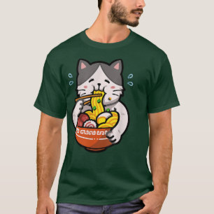 Ramen Noodle Chopsticks Niedliche Fettkatze Kawaii T-Shirt