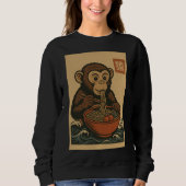 Ramen Noodle Eating: Affen Frauenpulli Sweatshirt (Vorderseite)