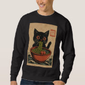 Ramen Noodle Eating: Cat Herren Sweatshirt (Vorderseite)
