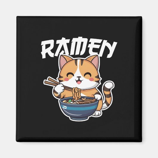 Ramen Noodle Neko Cat Japanisch Kawaii Manga Anime Magnet (Vorne)