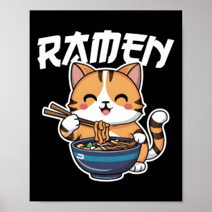 Ramen Noodle Neko Cat Japanisch Kawaii Manga Anime Poster