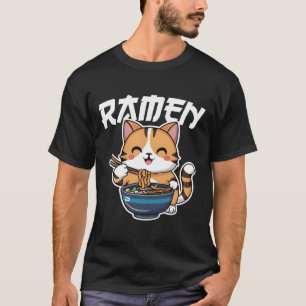 Ramen Noodle Neko Cat Japanisch Kawaii Manga Anime T-Shirt