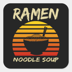 Ramen Noodle Soup Kawaii Japanisch Noodles Vintag Quadratischer Aufkleber