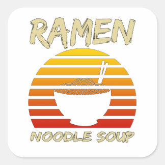 Ramen Noodle Soup Kawaii Japanisch Noodles Vintag Quadratischer Aufkleber