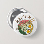 Ramen Noodles Bowl Japanischer Restaurant Feinschm Button (Vorne & Hinten)