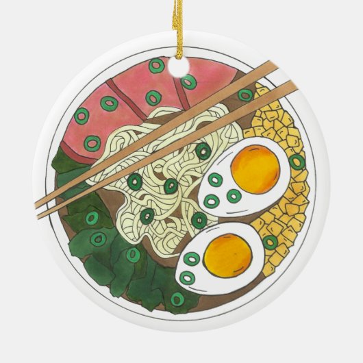 Ramen Noodles Bowl Japanischer Restaurant Feinschm Keramikornament (Hinten)