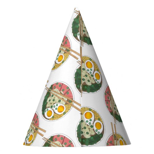 Ramen Noodles Bowl Japanischer Restaurant Feinschm Partyhütchen (Rückseite)