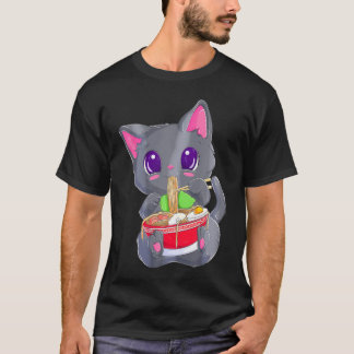 Ramen Noodles Kawaii Anime Neko Cat T-Shirt