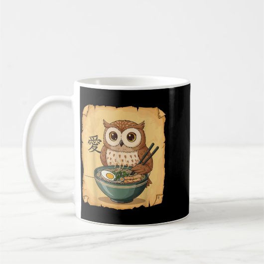 Ramen Owl Noodle Kawaii Lover Japanese Funny Graph Kaffeetasse (Links)