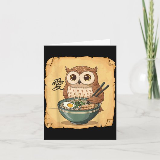 Ramen Owl Noodle Kawaii Lover Japanese Funny Graph Karte (Vorderseite)