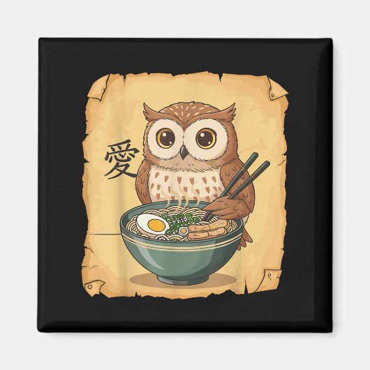 Ramen Owl Noodle Kawaii Lover Japanese Funny Graph Magnet (Vorne)