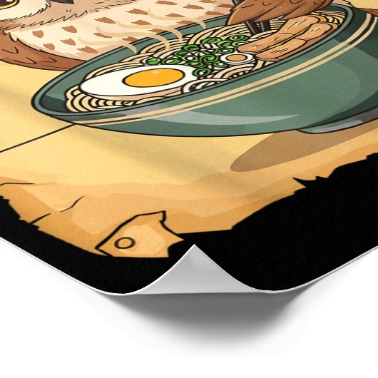 Ramen Owl Noodle Kawaii Lover Japanese Funny Graph Poster (Ecke)