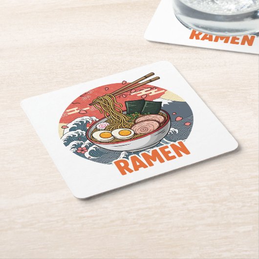 Ramen Rechteckiger Pappuntersetzer (angewinkelt)