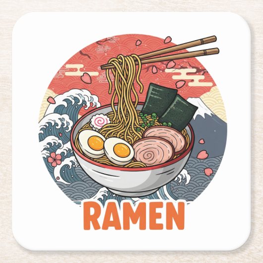 Ramen Rechteckiger Pappuntersetzer (Vorderseite)