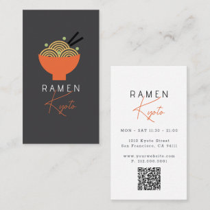 Ramen-Restaurant Grau QR-Code Visitenkarte