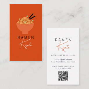 Ramen-Restaurant roter QR-Code Visitenkarte