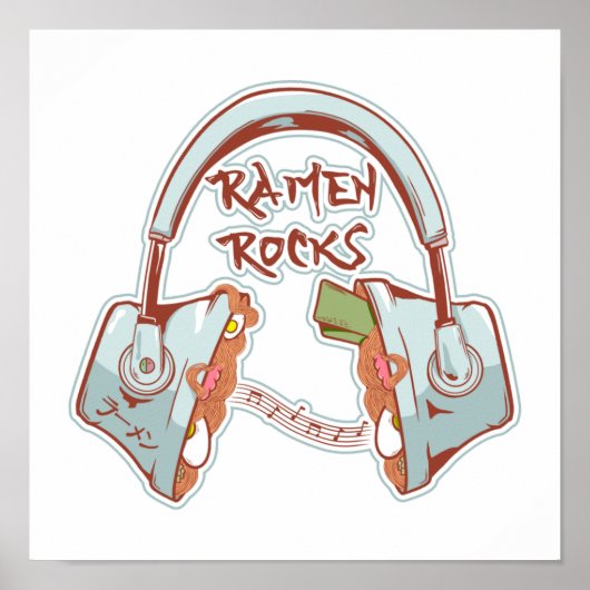 Ramen Rocks Funny Kopfhörer Poster (Vorne)
