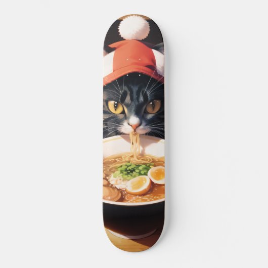 Ramen Rollin' Rascal: Katze auf einem Skateboard (Vorderseite)