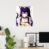 Ramen Romp: Anime Cat Girl's Noodle Nirvana Poster (Heimbüro)