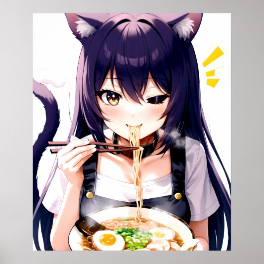 Ramen Romp: Anime Cat Girl's Noodle Nirvana Poster (Vorne)