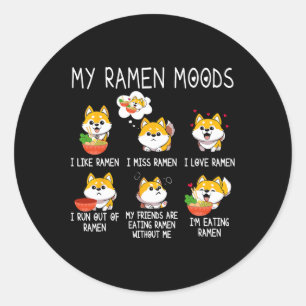 Ramen Shiba Inu Dog Lover Japanische Nudeln für Mä Runder Aufkleber