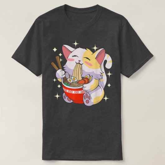 Ramen Shirt Cat Eating Noodles Japanese Food Anime (Design vorne)