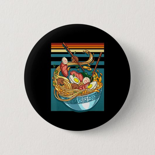 Ramen Style Vintag Anime Japanisches Lebensmittelm Button (Vorderseite)