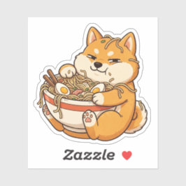 Ramen-Süchtiger Shiba Aufkleber
